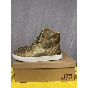 J75 JUMP SESTOS Shoes Men Size 12 Gold 24K Sequin Jewel Sparkle Blinged Sneakers